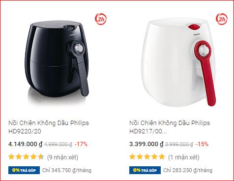 Giá nồi chiên không dầu Philips trên Tiki