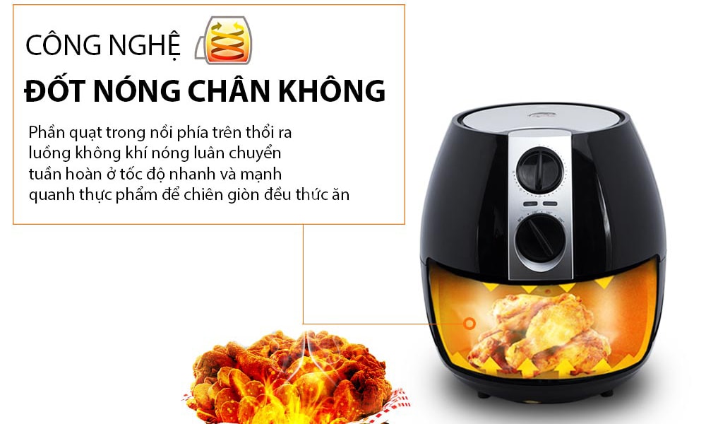 Nồi chiên không dầu sử dụng công nghệ cao giúp hạn chế dầu mỡ